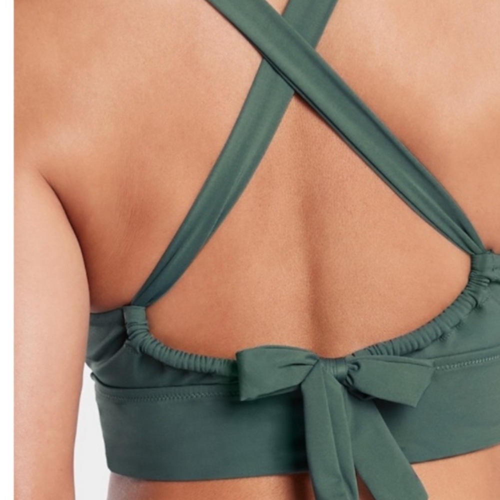 Athleta A-C Green Longline Plunge Bikini size small - Picture 3 of 6
